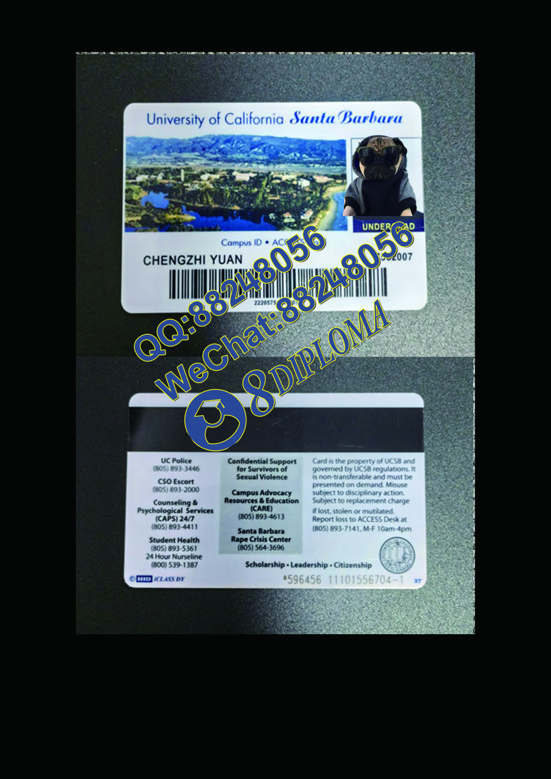 加州大学圣巴巴拉分校学生卡定制UC Santa Barbara student ID card customization - 辦理國外畢業證成績單
