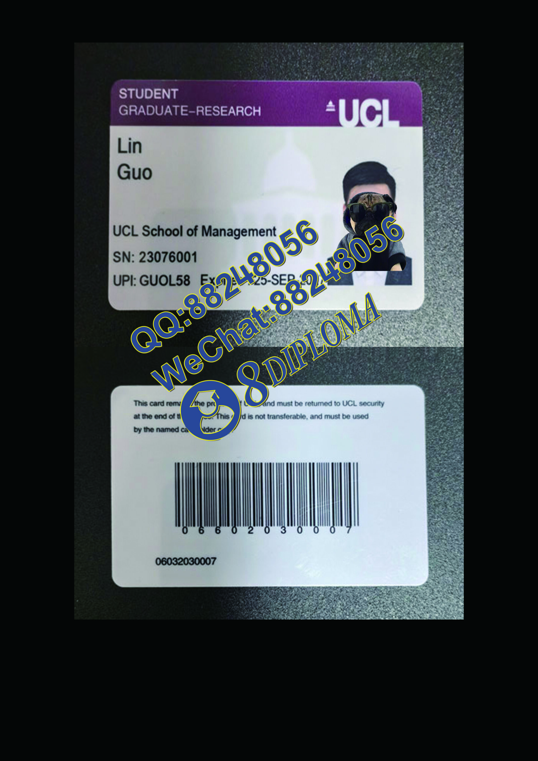 伦敦大学学院博士生学生卡定制