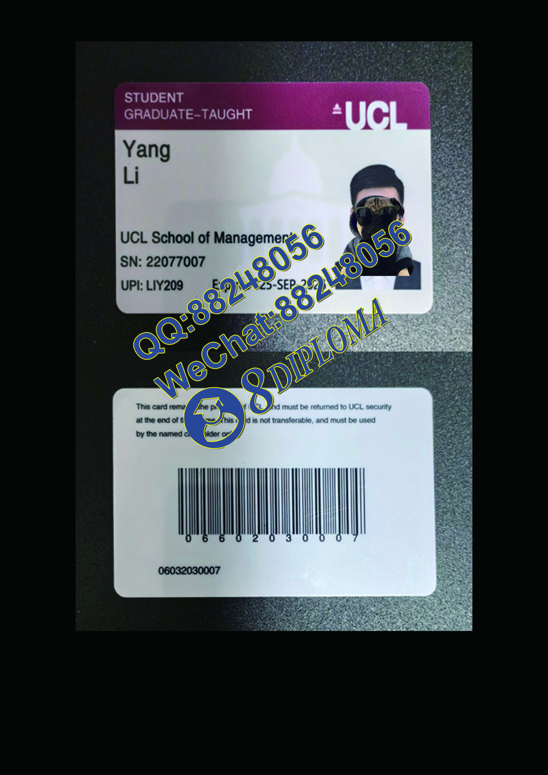 伦敦大学学院硕士生学生卡定制