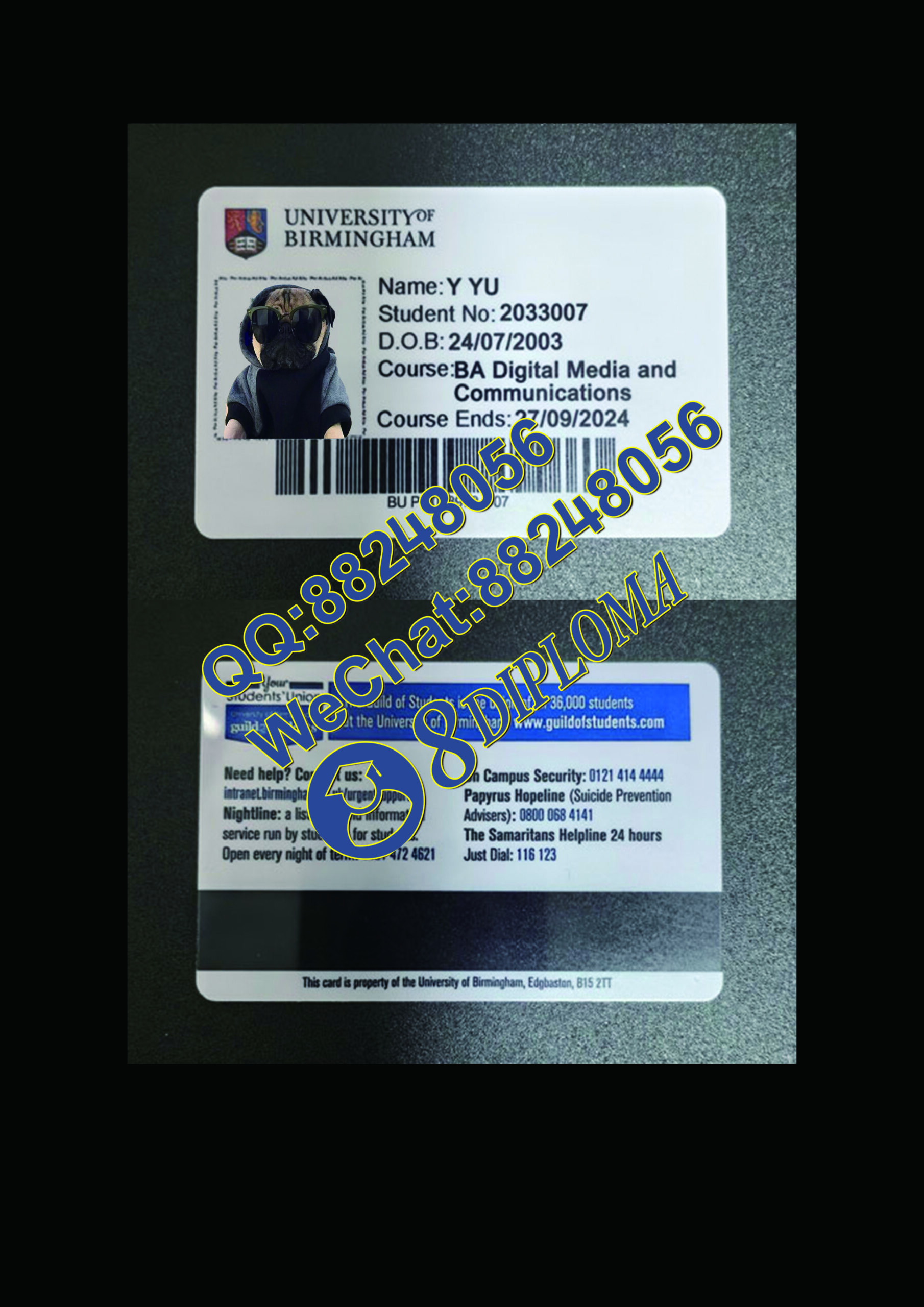 伯明翰大学学生卡定制