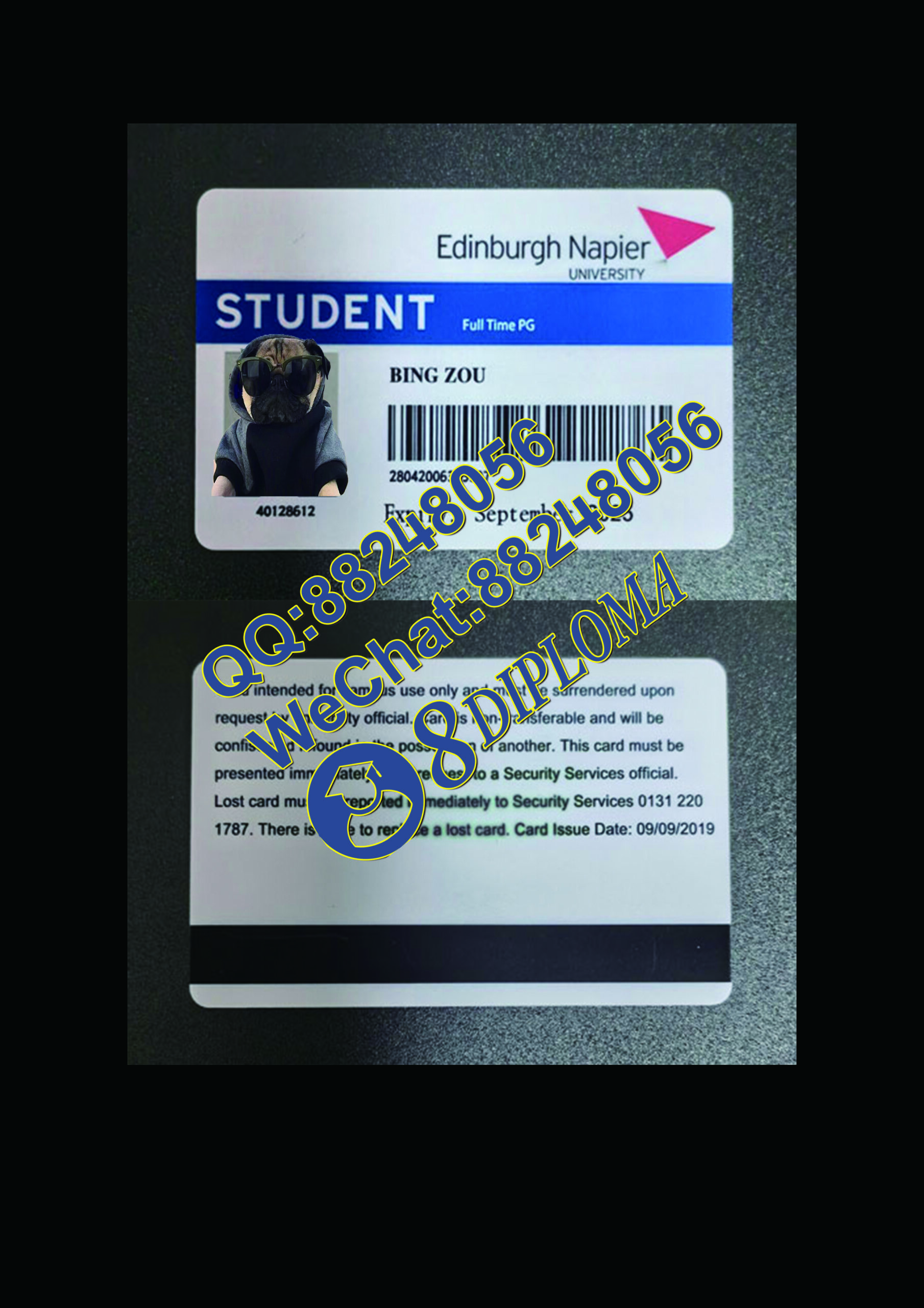 爱丁堡龙比亚大学学生卡定制