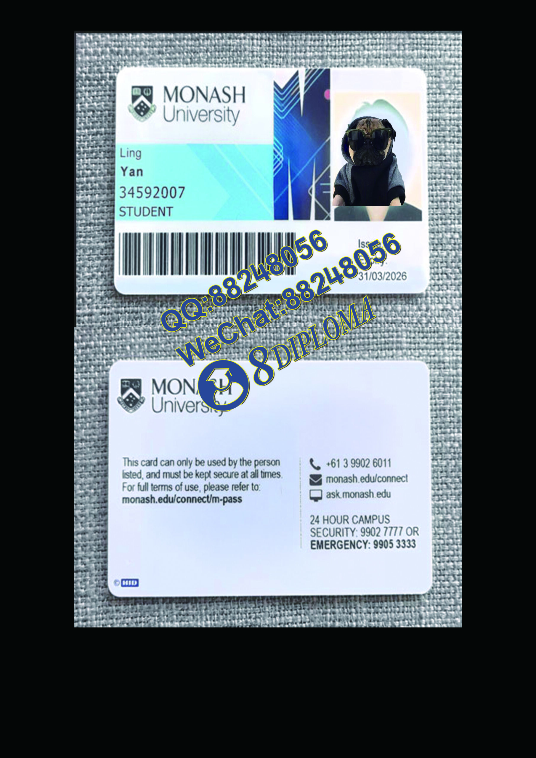 莫纳什大学新版本学生证定制