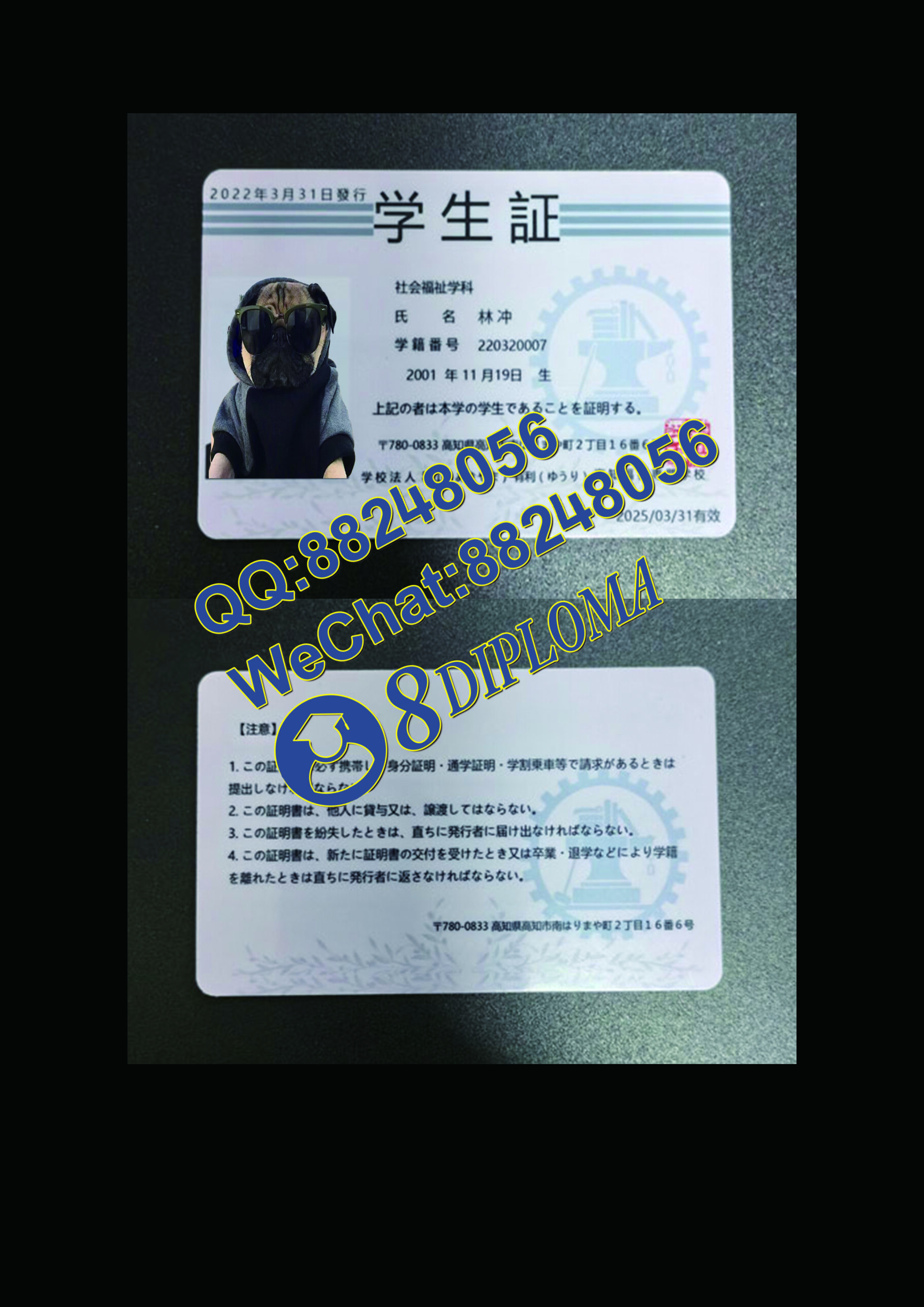 高知福祉専門学校学生卡定制