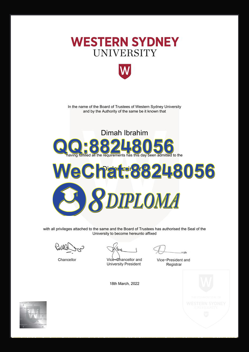 西悉尼大学毕业证成绩单购买样板