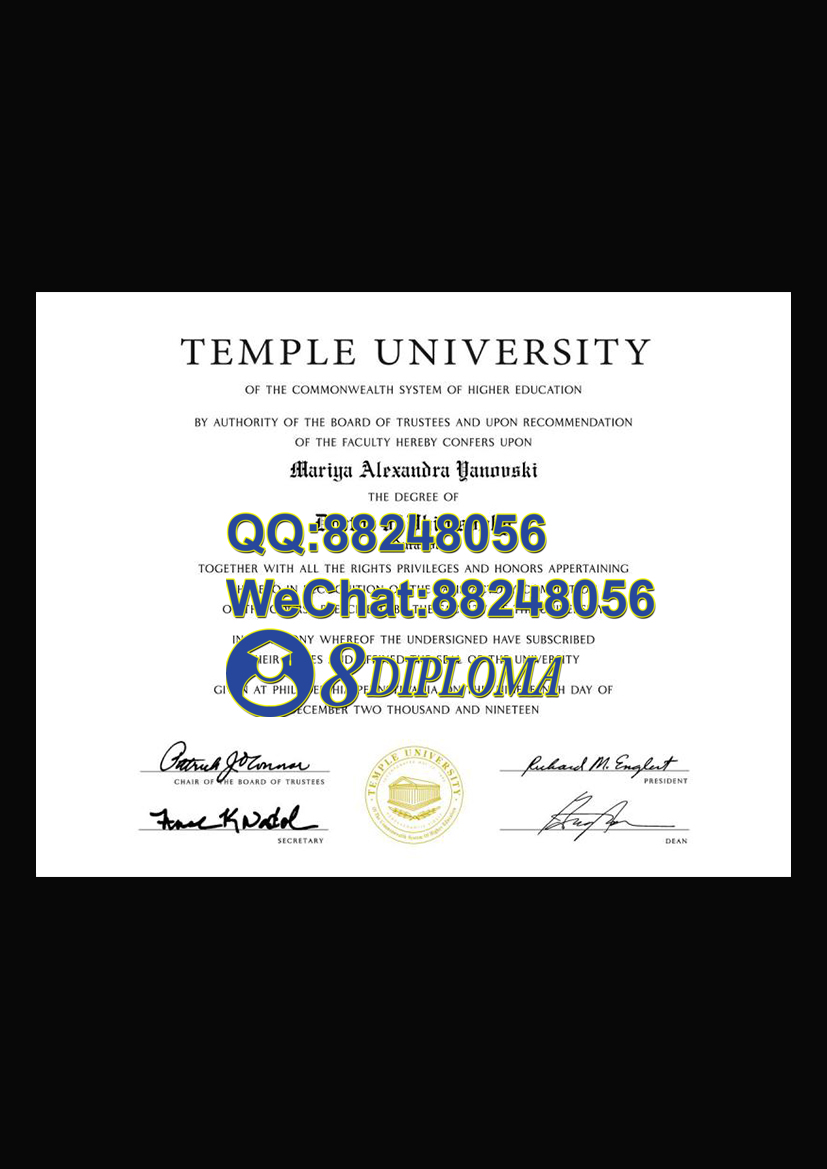 美国天普大学毕业证样板学位证成绩单学历认证留信认证学生卡offer信封