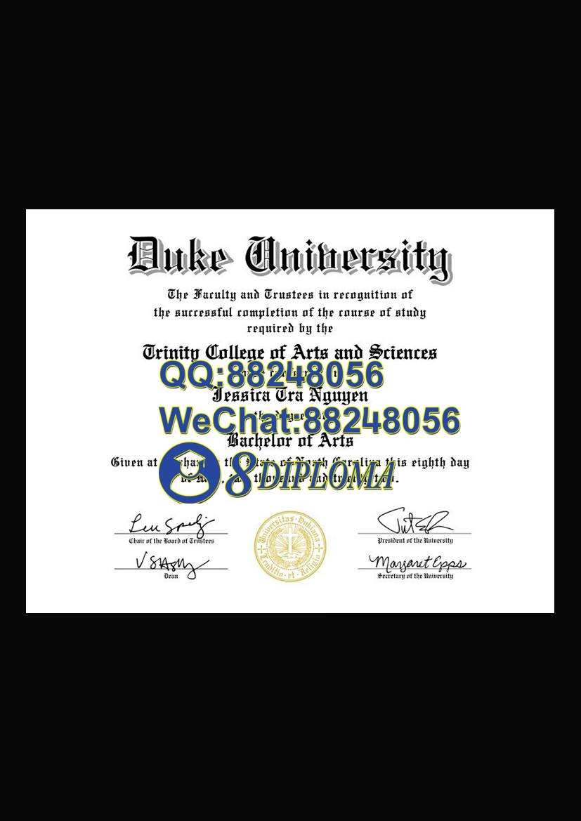 美国杜克大学毕业证样板学位证成绩单学历认证留信认证学生卡offer信封