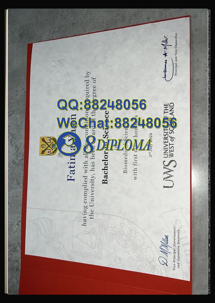 英国西苏格兰大学毕业证样板学位证成绩单学历认证留信认证学生卡offer信封