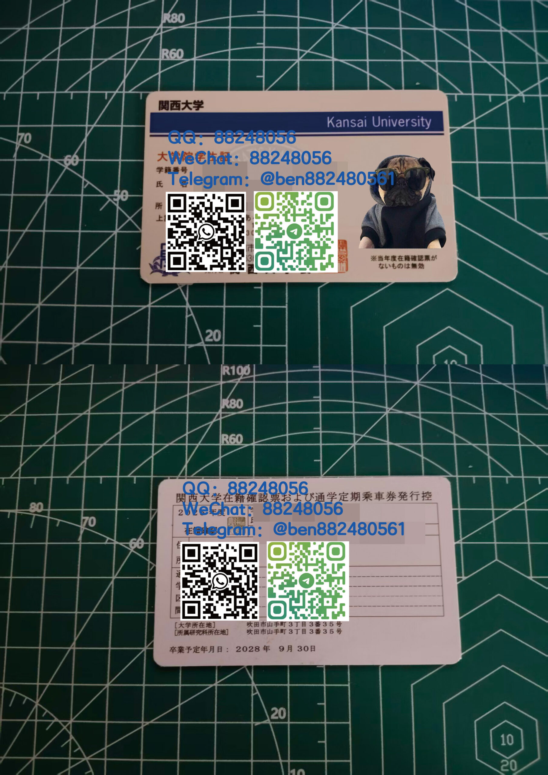 日本关西大学学生卡校园卡购买定制学生超高清纪念卡