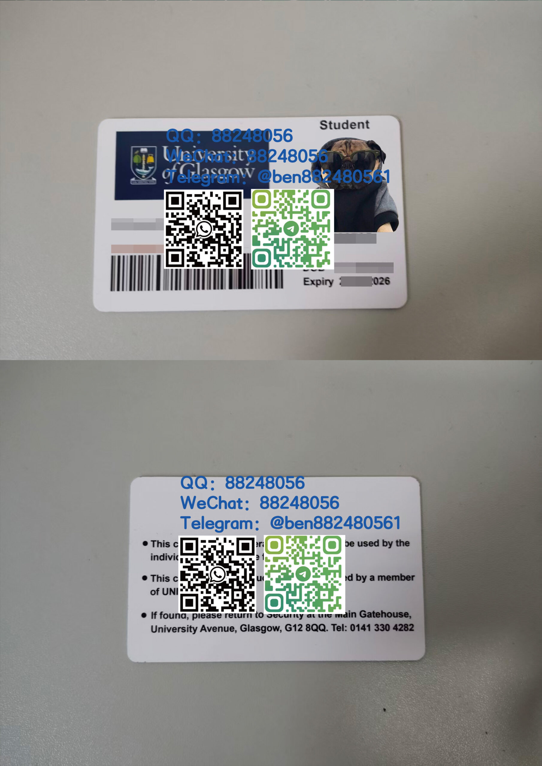英国格拉斯哥大学学生卡超高清制作校园卡定制印刷PVC材质